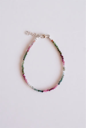 Pulsera turmalina multicolor en plata de ley