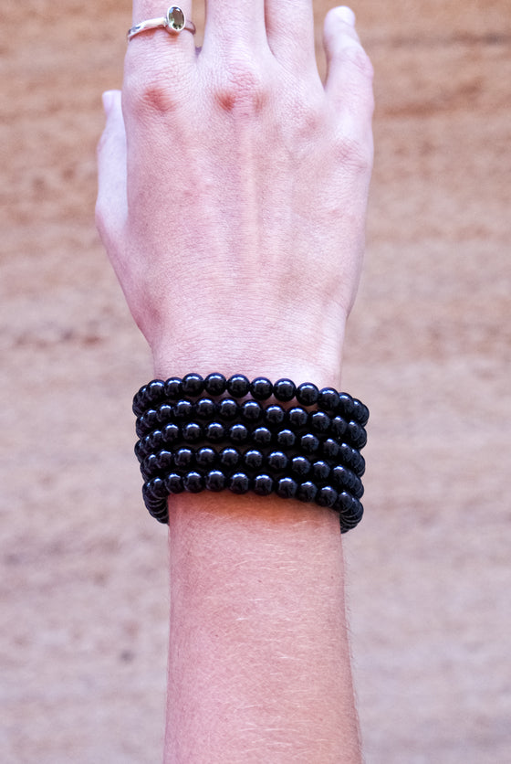 Pulsera obsidiana negra 6mm