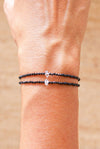 Pulsera turmalina negra y herkimer facetada
