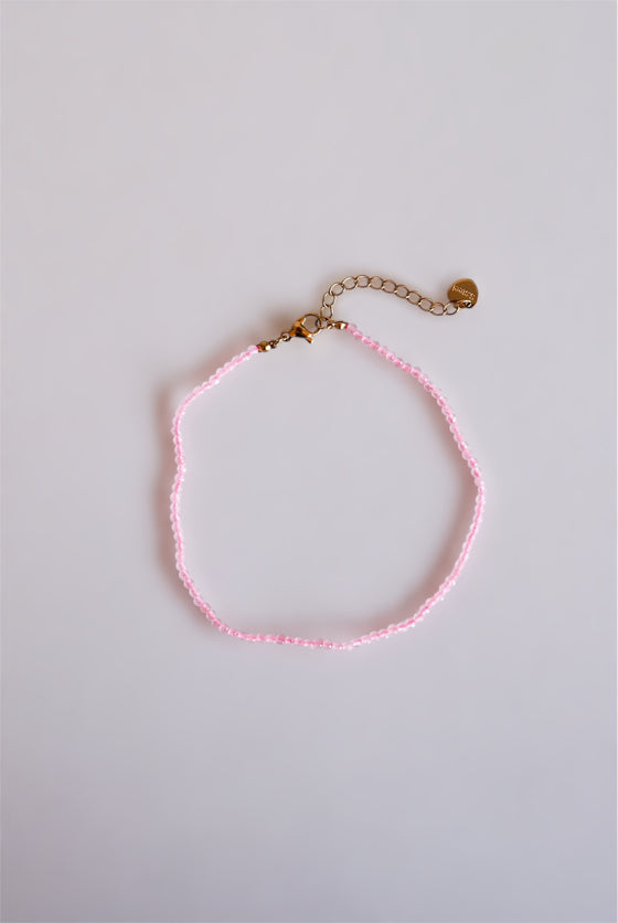 Tobillera de Cuarzo Rosa