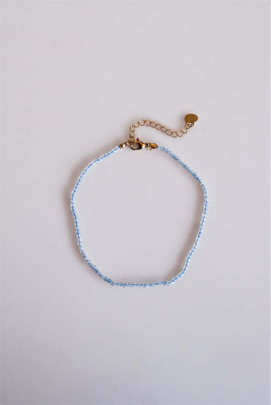 Tobillera de aguamarina, acero inoxidable, waterproof