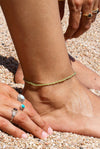 Tobillera de Olivino peridoto, acero inoxidable, waterproof