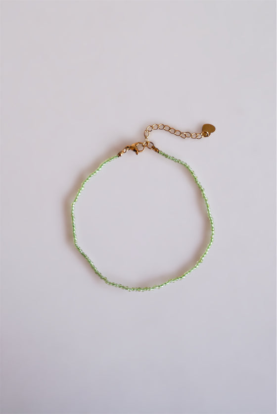 Tobillera de Olivino peridoto, acero inoxidable, waterproof