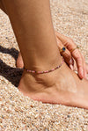 Tobillera turmalina multicolor, acero inoxidable, waterproof
