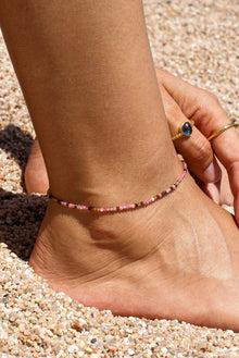  Tobillera turmalina multicolor, acero inoxidable, waterproof